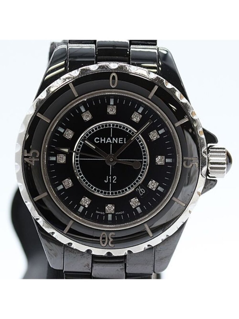 Chanel I 12P Diamond Date Black Dial Watch